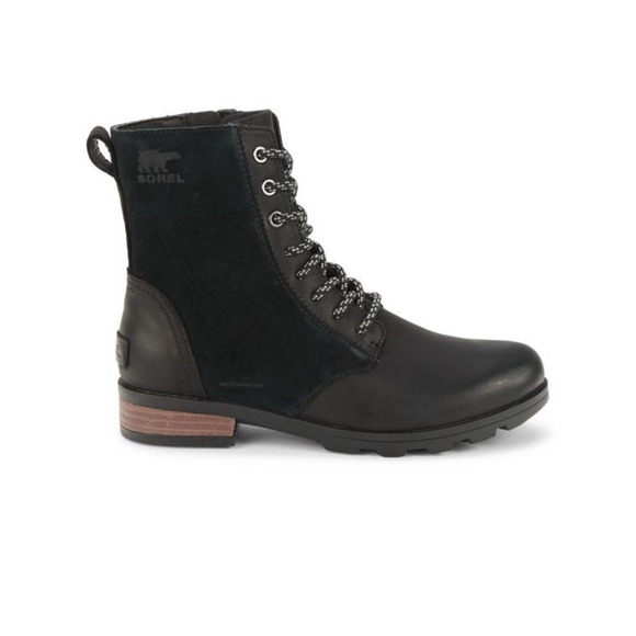SOREL Emelie Leather & Suede Ankle‎ Boots Size 8.5 Black - Picture 1 of 6
